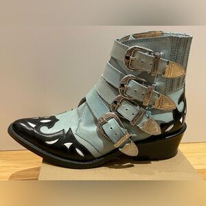 Toga Pulla light blue cowboy boots w/ black, white and silver details Size 36